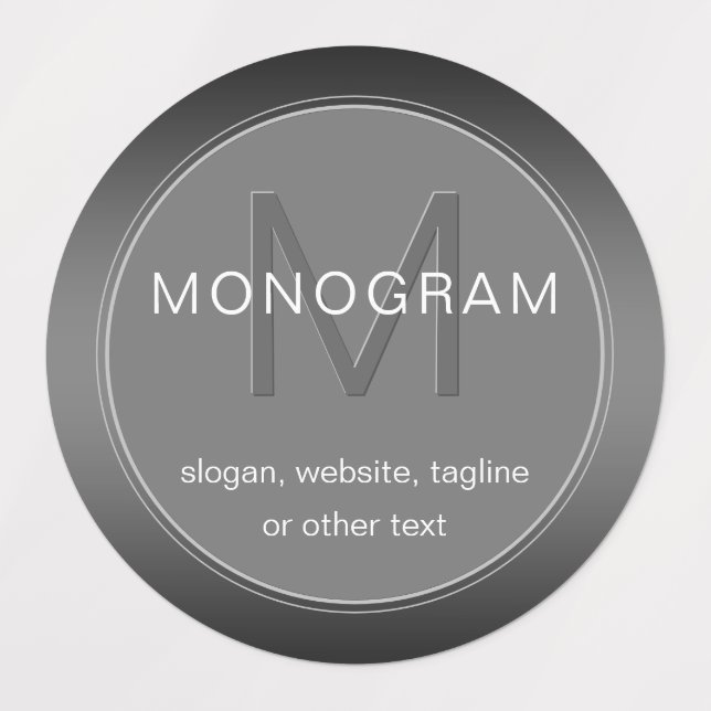 Einzigartige Waterproof Grau Monogram bearbeitbar Etiketten (Design 1)