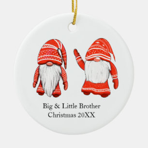Einzigartige Weihnachten Gnome Groß & Kleiner Bru Keramik Ornament