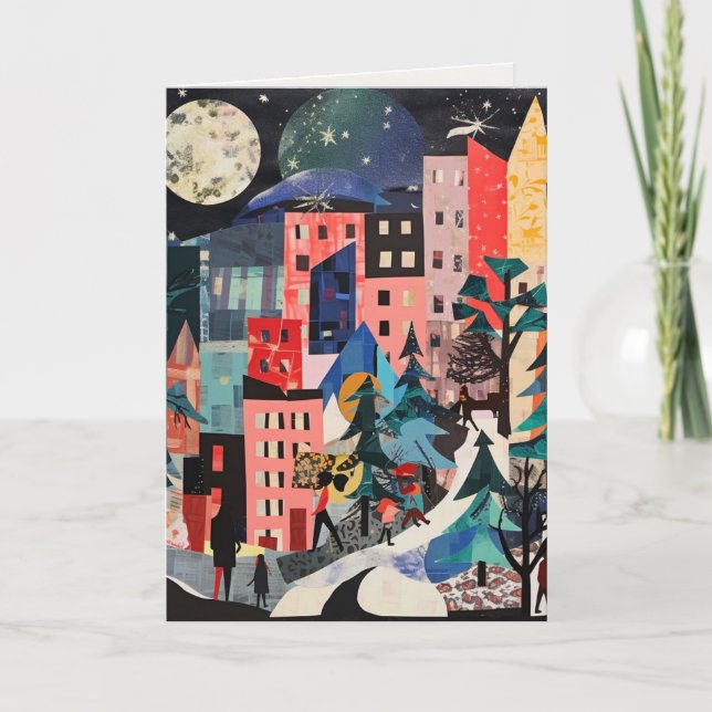 Einzigartige Weihnachtsbaumszenen Feiertagskarte (Vorderseite)