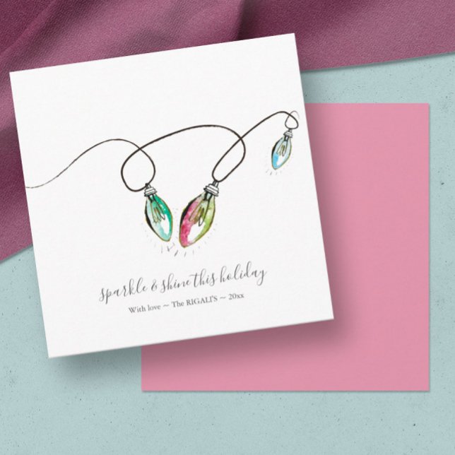 Einzigartige Weihnachtsbeleuchtungskarte Mitteilungskarte (Christmas cards unique watercolor)