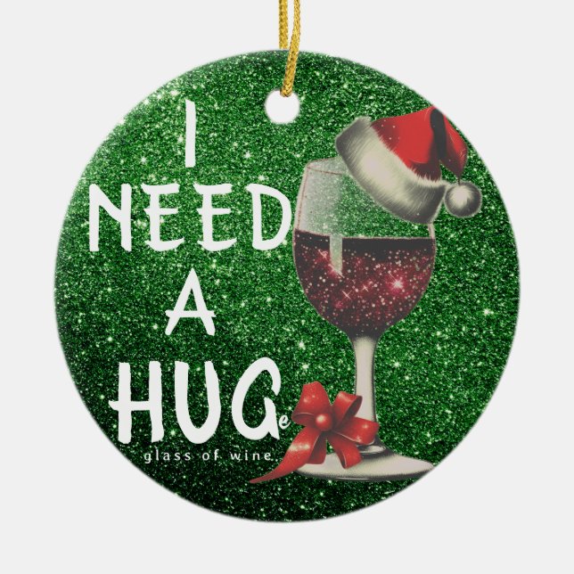 Einzigartige Weihnachtsgeschenke für Weinliebhaber Keramik Ornament (Vorne)