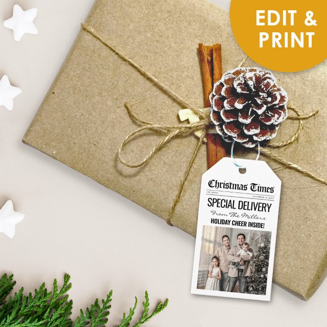 Einzigartige Weihnachtsgeschenke Tags Feiertage Ne Geschenkanhänger (Customizable Christmas Gift Tags Holiday News Favor Tags Template)