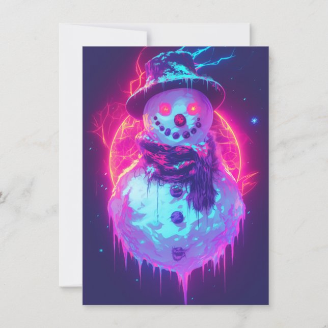Einzigartige Weihnachtskarten Cyberpunk Neon Feiertagskarte (Vorderseite)