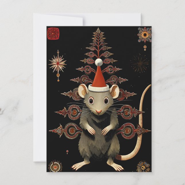 Einzigartige Weihnachtskarten mit Ratte Feiertagskarte (Vorderseite)