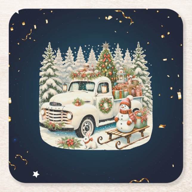 Einzigartige Weihnachtslandschaft Rechteckiger Pappuntersetzer (Vorderseite)