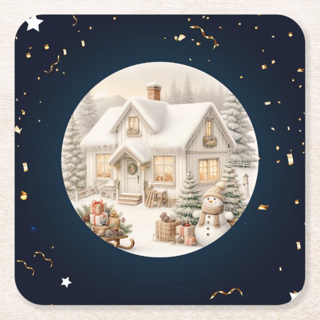 Einzigartige Weihnachtslandschaft Rechteckiger Pappuntersetzer (Vorderseite)