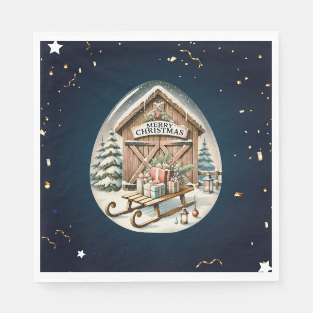 Einzigartige Weihnachtslandschaft Serviette (Vorderseite)