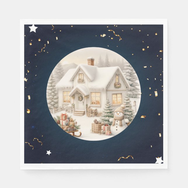 Einzigartige Weihnachtslandschaft Serviette (Vorderseite)