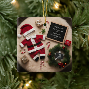 Einzigartige Weihnachtsschwangerschaftsankündigung Keramikornament