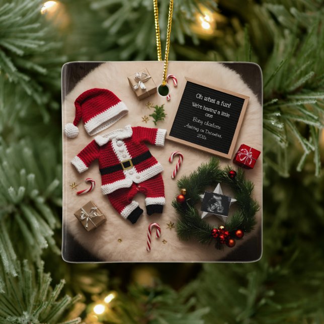 Einzigartige Weihnachtsschwangerschaftsankündigung Keramikornament (Baum)