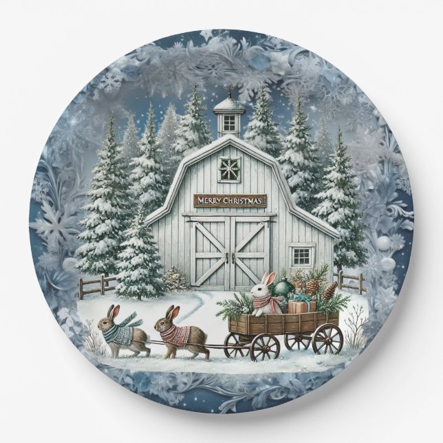 Einzigartige Weihnachtsszenerie Papier Teller (Vorderseite)