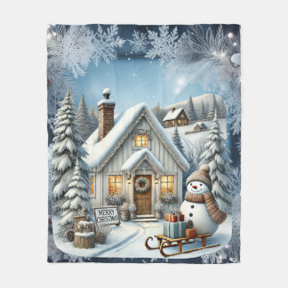 Einzigartige Weihnachtsszenerie Papier Teller Fleecedecke