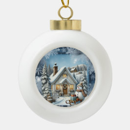 Einzigartige Weihnachtsszenerie Papier Teller Keramik Kugel-Ornament