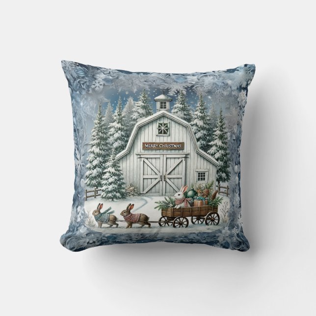 Einzigartige Weihnachtsszenerie Papier Teller Kissen (Vorderseite)