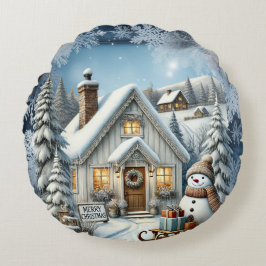 Einzigartige Weihnachtsszenerie Papier Teller Rundes Kissen