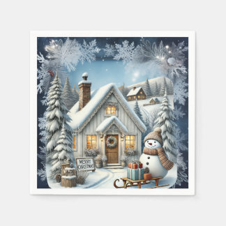 Einzigartige Weihnachtsszenerie Papier Teller Serviette