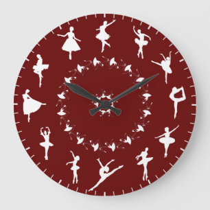 Einzigartige weiße Ballerina-Silhouetten-Themen Große Wanduhr