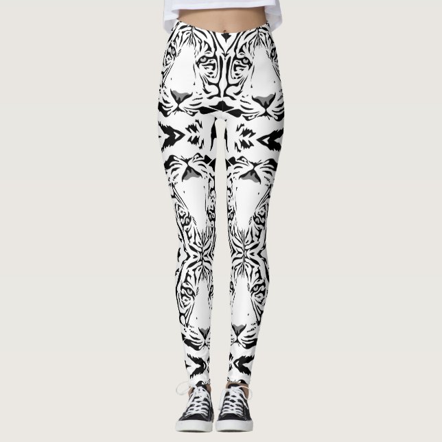 Einzigartige weiße Tiger-Leggings Leggings (Vorderseite)