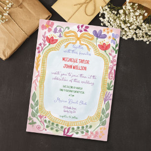 Einzigartige whimsical florale lustige farbenfrohe einladung