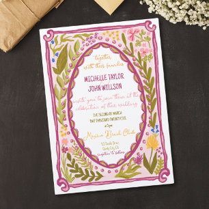 Einzigartige whimsical florale skurrile Doodle-Han Einladung
