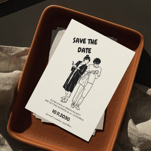 Einzigartige Whimsical Quirky Hand Drawn Couple We Save The Date