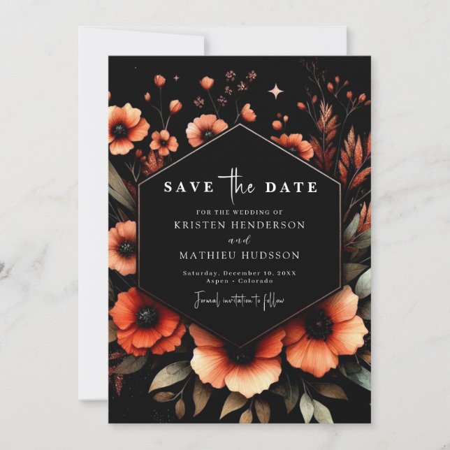 Einzigartige Whimsical Terracotta Wedding Save The Date (Vorderseite)