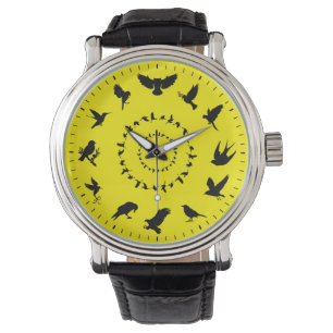 Einzigartige Wild Bird Black Silhouetten Armbanduhr