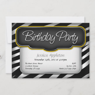 Einzigartige Zebra Print Yellow Birthday Einladung
