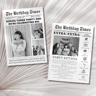 Einzigartige Zeitung 30. Geburtstag Foto Einladung
