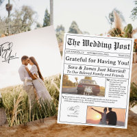 Einzigartige Zeitung für Hochzeit Dankeschön Karte