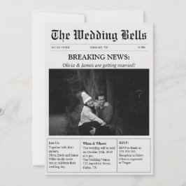 Einzigartige Zeitung Vintage Foto Hochzeit Einladung