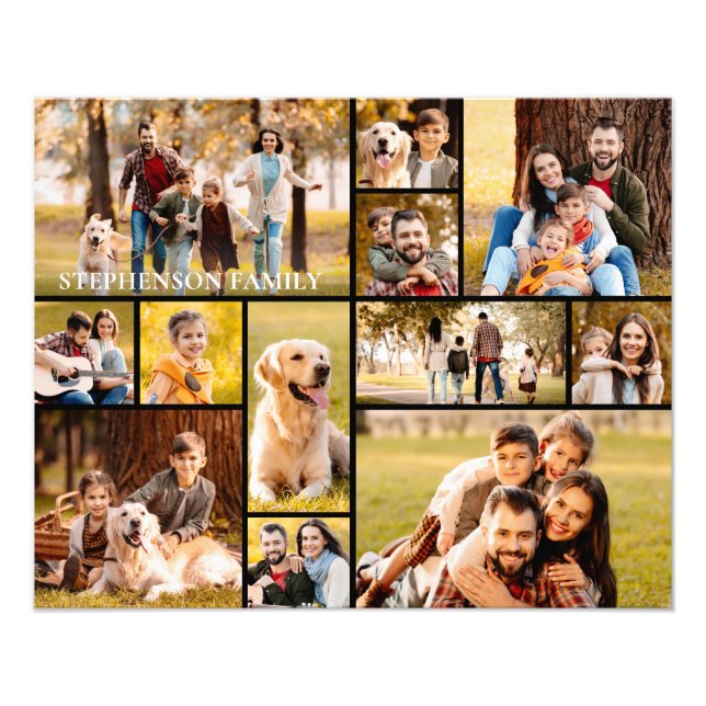 Einzigartiger 12-Foto Collage Einfacher Familienna Fotodruck (Vorne)