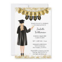 Einzigartiger Abschluss Einladung Blonde Hair