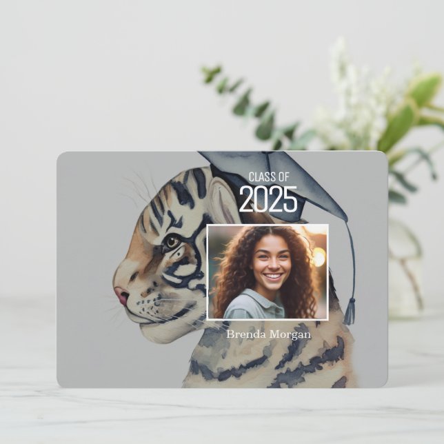 Einzigartiger Abschluss Einladung mit Foto (Stehend Vorderseite)