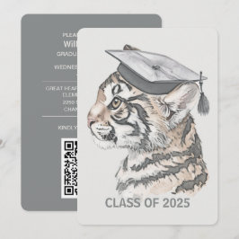 Einzigartiger Abschluss Tiger QR-Code Einladung