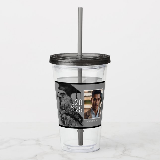 Einzigartiger Abschluss Zwei-Foto-Trinkbehälter Acryltrinkbecher (Vorderseite)