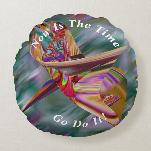 Einzigartiger Abstrakter Marmor flüssig Rundes Kissen (Vorderseite)