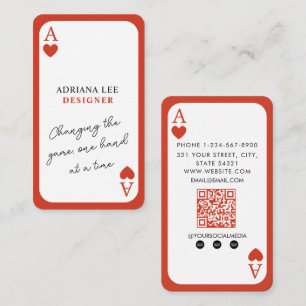 Einzigartiger Ace Hearts Immobilienmakler QR Code Visitenkarte
