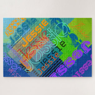Einzigartiger anpassbarer Name   Lustig, bunt & kr Puzzle
