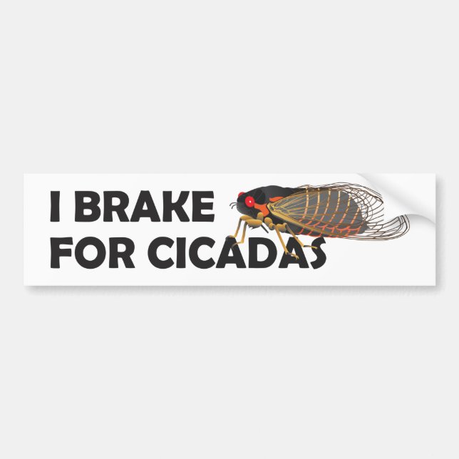 Einzigartiger Autoaufkleber "I Bremse for Cicadas" (Vorne)