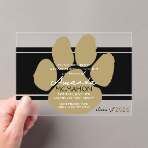 Einzigartiger Black & Bronze Gold Abschluss Pawpri Acryleinladungen