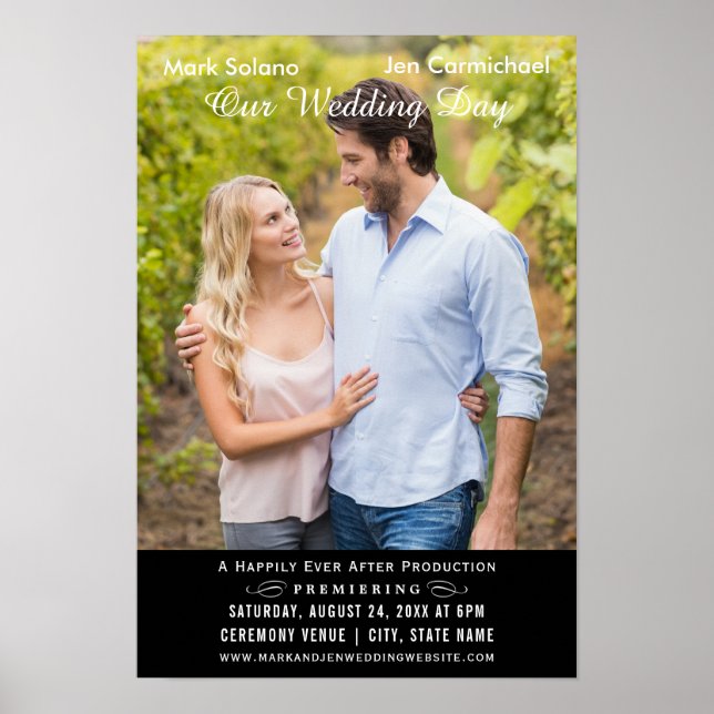 Einzigartiger Black Wedding Foto Einladungsfilm Poster (Vorne)