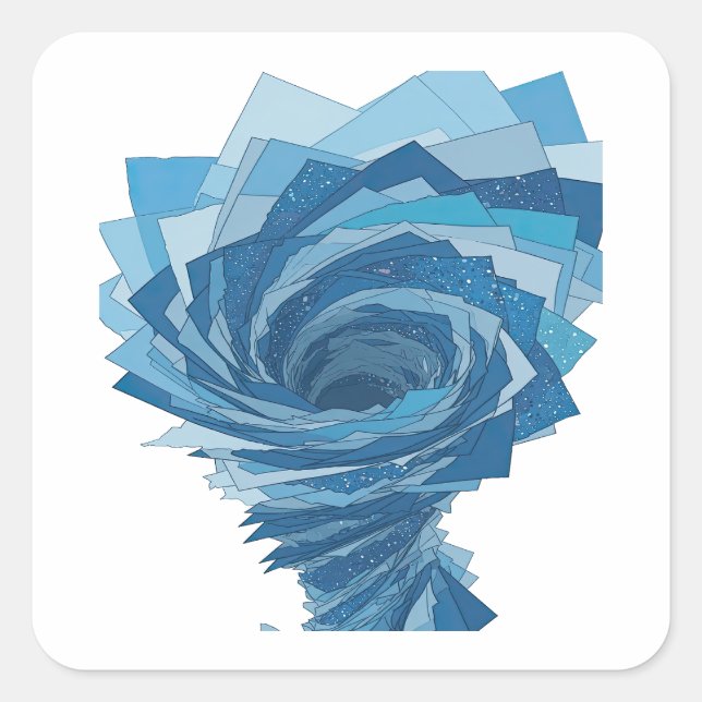 Einzigartiger blauer BLUE TORNADO Quadrat-Aufklebe Quadratischer Aufkleber (Vorderseite)