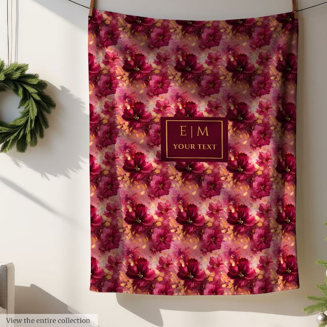 Einzigartiger Blush Burgundy Gold Watercolor Custo Fleecedecke (Unique Blush Burgundy Gold Watercolor Custom Throw Fleece Blanket)
