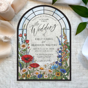 Einzigartiger Buntglas-Bogen für Hochzeiten mit Wi Acryleinladungen