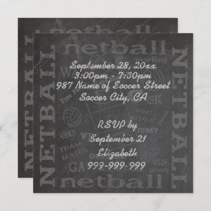 Einzigartiger Chalkboard Netball 5,25" x 5,25" Ein Einladung