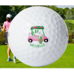 Einzigartiger charmanter Golf Cart mit Clubs Monog Golfball<br><div class="desc">Ein charmanter, einzigartiger Golfwagen - pink und grün - geschmackvoll fertig - bereit zum Laufen - Golfball - Das ist ein großartiges Geschenk für alle Golfliebhaber - unterhaltsam / attraktiv / einzigartig. Personalisieren Sie es mit Ihren Initialen/Monogramm. Wenn Sie Fragen zum Design oder eine spezielle Anfrage haben, senden Sie bitte...</div>