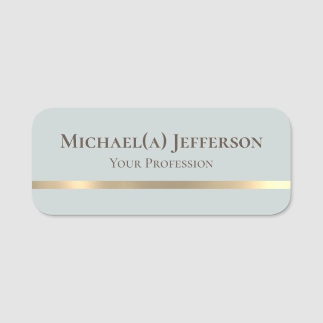 Einzigartiger Chic Hale Light Blue & Gold: Moderne Namensschild (Vorderseite)