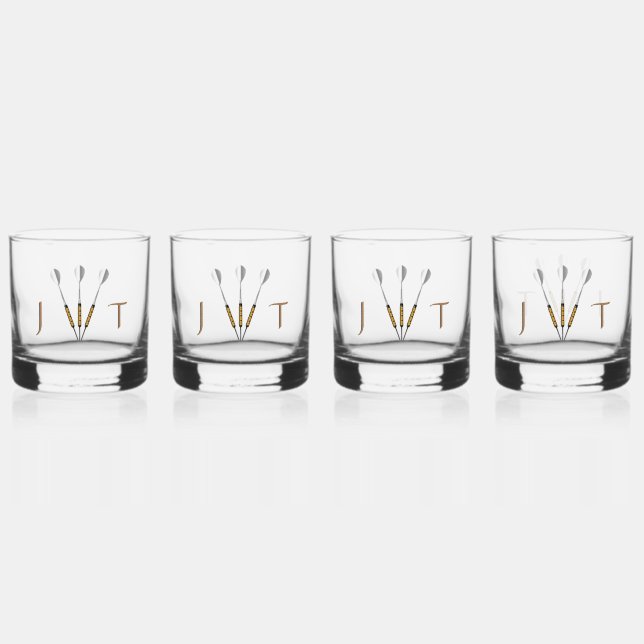 Einzigartiger Dart Personalisiert mit Initialen Whiskyglas (Vorderseite)