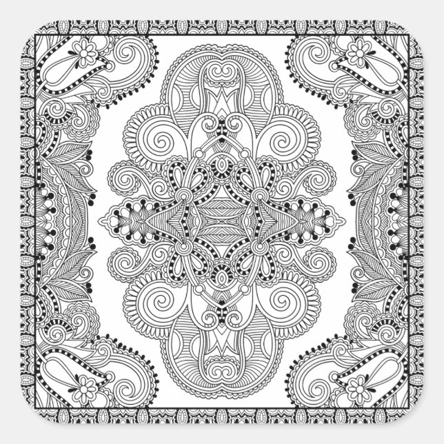 Einzigartiger Doodle Quadratischer Aufkleber (Vorderseite)